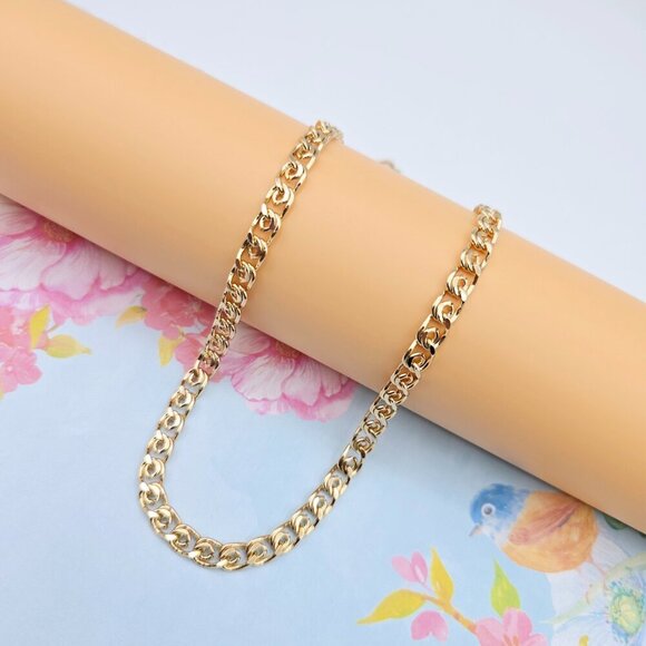 Rose Gold Round Chain Necklace Gold Plated on High Quality Brass, XPNL0073 - Picture 4 of 12